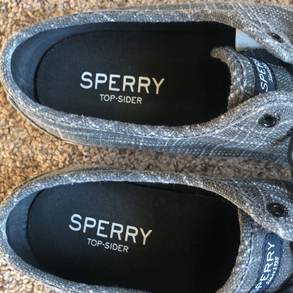 Sperry top-slider black and white tennis shoes. 9 - Picture 3 of 9